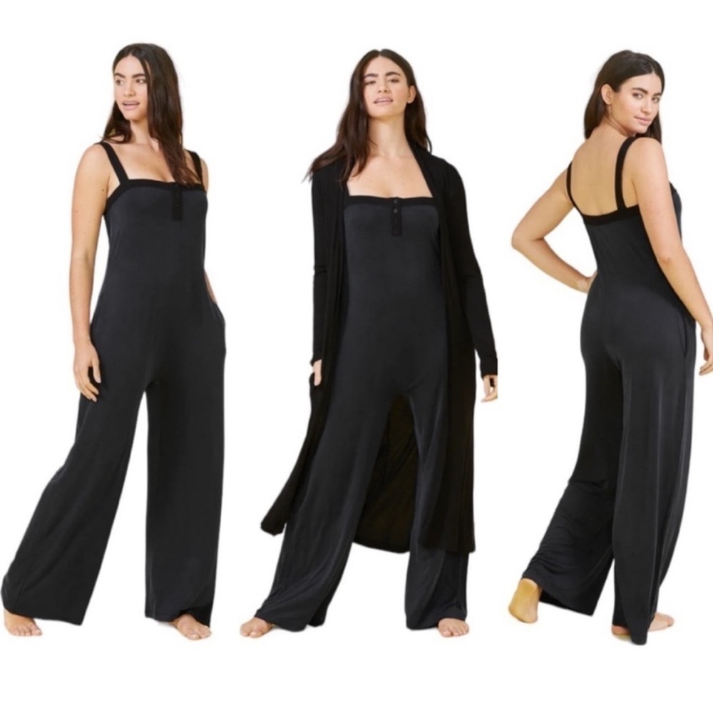 Summersalt The 24 Hour Travel Henley Onesie Jumpsuit Black